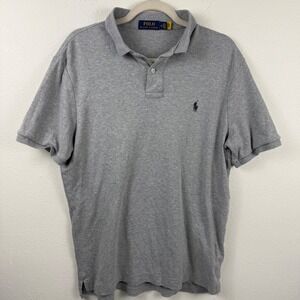 Polo Ralph Lauren Mens Short Sleeve Polo Shirt Heather Grey Medium Logo